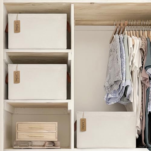 CHICVITA 30L Large Fabric Closet Bins for Shelves, 2Pack, Beige - color: Beige, size: 16 ¾" L x 11" W x 9 ¾" H