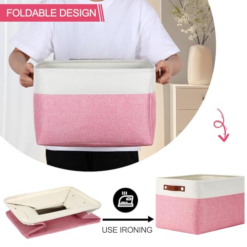 Uiifan 16 x 12 x 10 Inch 8 Pack Fabric Storage Baskets with Handles, Pink - color: Pink, size: 16 x 12 x 10 Inch