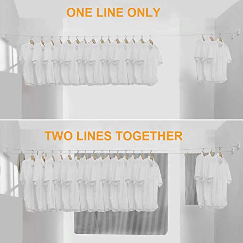 BESy Retractable Double Clothesline Laundry Indoor Washing Clothes Line - size: Double Rope, style: White