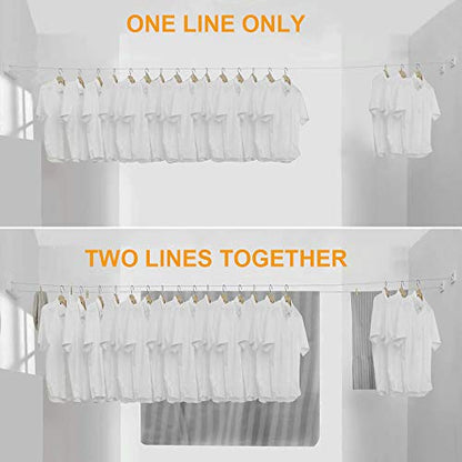 BESy Retractable Double Clothesline Laundry Indoor Washing Clothes Line - size: Double Rope, style: White