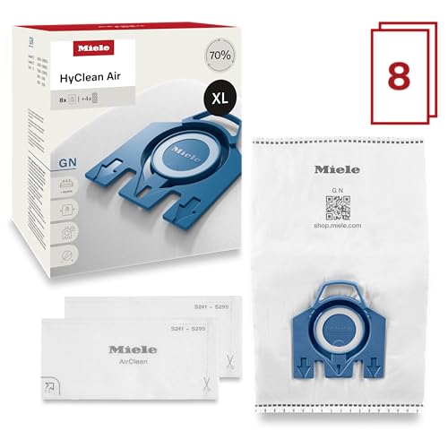 Miele AirClean 3D Efficiency Dust Bag, Type GN, XL Value Pack, 8 Bags and 4 Filters