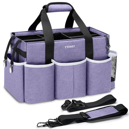 Ytonet Cleaning Caddy, Wearable Cleaning Supplies Organizer with 4 Dividers - color: Purple, size: Large