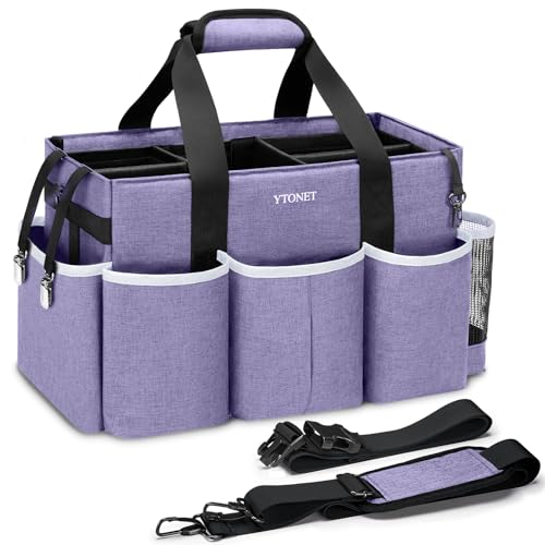 Ytonet Cleaning Caddy, Wearable Cleaning Supplies Organizer with 4 Dividers - color: Purple, size: Large