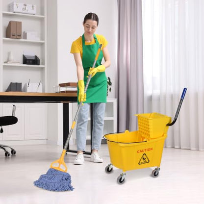 Side-Press Wringer Commercial Mop Bucket on Wheels, 35-Quart