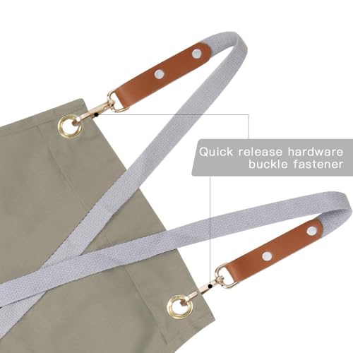 Chef Apron-Cross Back Apron for Men Women with Adjustable Straps - color: Beige