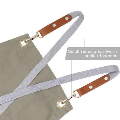Chef Apron-Cross Back Apron for Men Women with Adjustable Straps - color: Beige