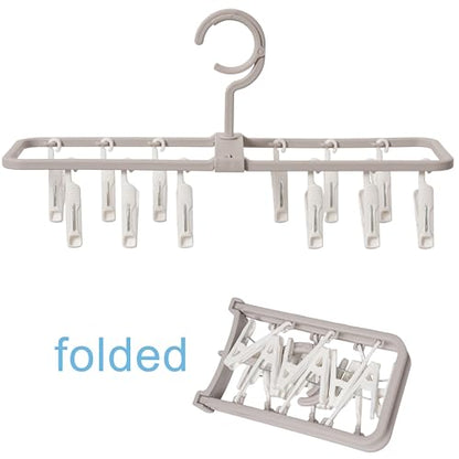 Clothes Drying Racks 2Pack Small Folding Portable Hangers with 12 Clips - color: Gray,pink-2 Pack
