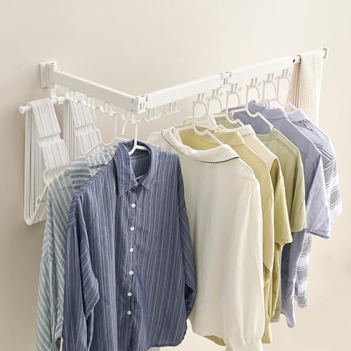 JOOM Aluminum Wall Mounted Clothes Drying Rack, 51-Inch Tri-Fold, White