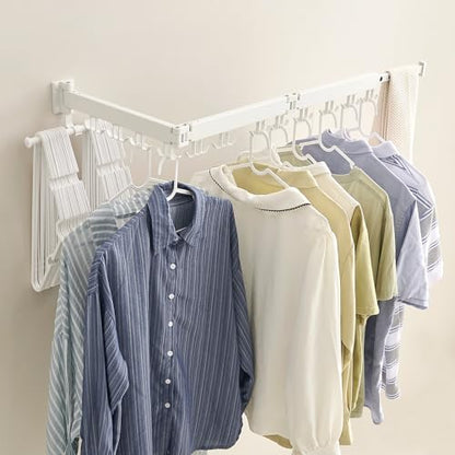 JOOM Aluminum Wall Mounted Clothes Drying Rack, 51-Inch Tri-Fold, White