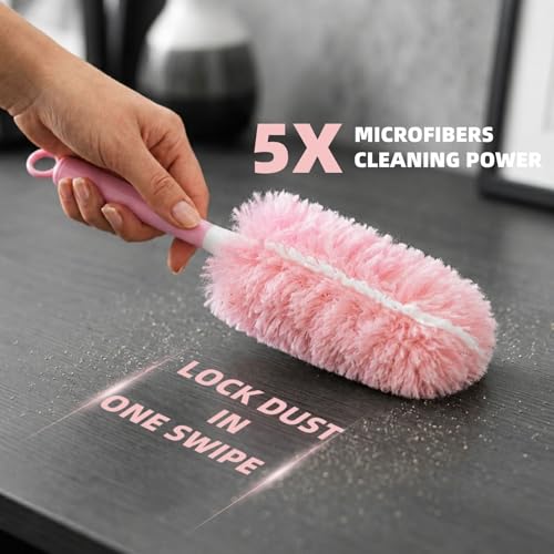 Duster Refills for Swiffer Duster, 30 Count Pink Duster Kit with Handle - color: 30 Pink Refills + Short Handle