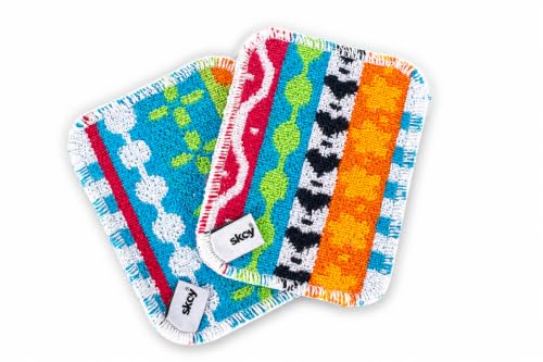 Skoy Scrub, 2-pack Reusable, Non-Scratching Dish Scrubber for Kitchen and Household Cleaning, Planet-Friendly, Dishwasher Safe Soft Scrub, Assorted Colors and Designs - color: Assorted, size: 2-Pack