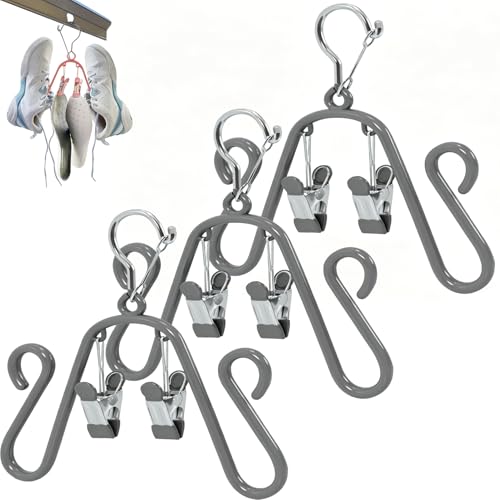 Shoe Drying Hanger Fast Air Drying with 2 Clips for Insoles 3-Pack - color: Gray-with Clip for Footbed