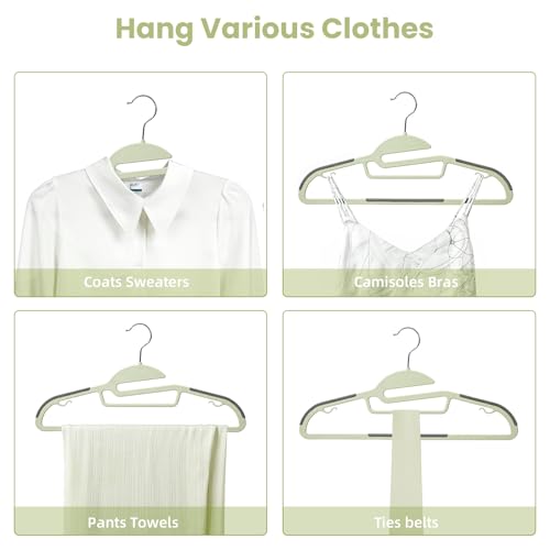 Heavy Duty Plastic Hangers 50 Pack with Non-Slip Design,0.2 Inches Thick,360°Swivel Hook Space Saving Organizer for Bedroom Closet,Shirts,Pants,Strong Enough for Coat(Matcha Green- S Shaped) - color: Matcha Green