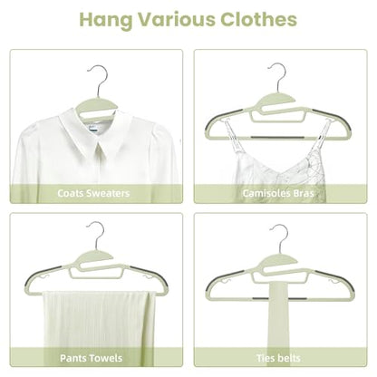 Heavy Duty Plastic Hangers 50 Pack with Non-Slip Design,0.2 Inches Thick,360°Swivel Hook Space Saving Organizer for Bedroom Closet,Shirts,Pants,Strong Enough for Coat(Matcha Green- S Shaped) - color: Matcha Green