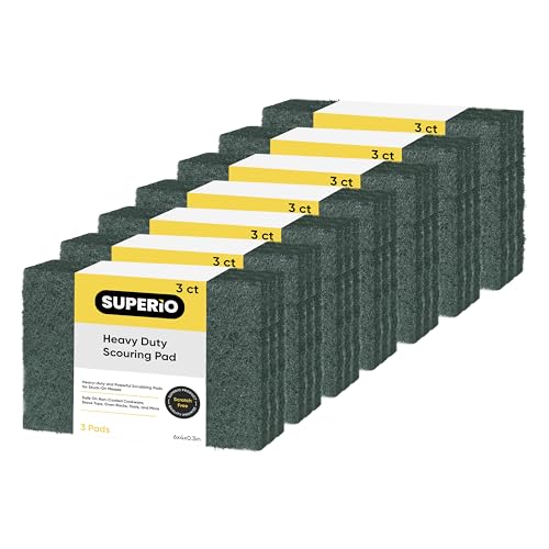 Scouring Pad Non-Scratching Scrubber Non-Scratch Cleaning Scrub Pads Heavy Duty Scouring Pad Reusable Kitchen Scrubbing Pad Pack of 21 Green, by Superio - color: Green, size: 21-pack