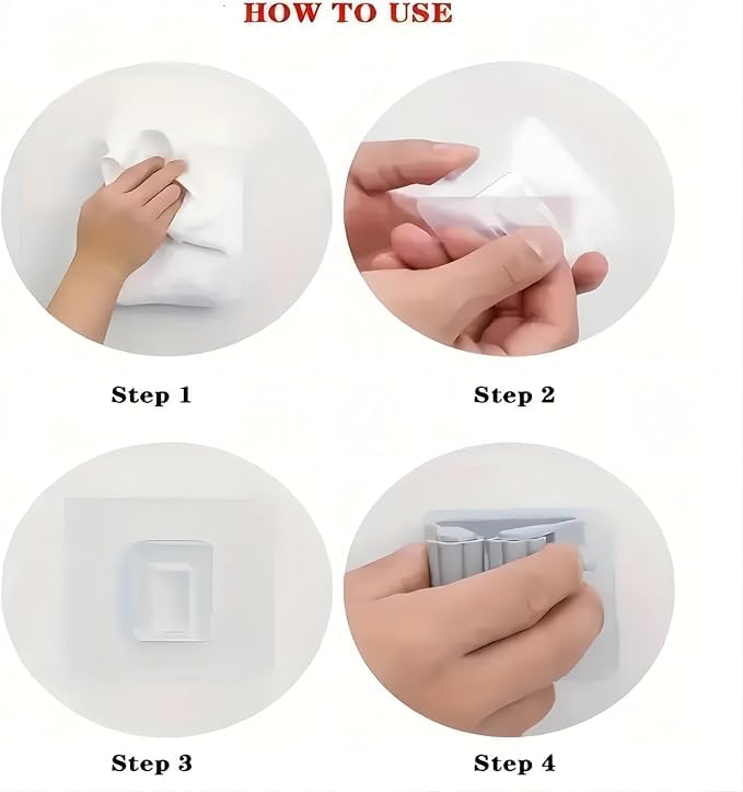 2Pcs Broom Holder Mop Hanger Wall Mount Hook Plastic Easy Install No-Drill Strong Adhesive Organizer (Beige-2pc)