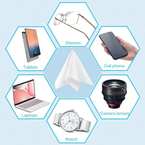 Eyeglass Cleaning Cloth Glasses Cleaner 12Pack Microfiber Lens Cleaner Eyewear Sunglass Wipes for Glass Jewelry Screen Camera Lint Free Thick 5x6 Inch (White, 5x6) - color: White, size: 5x6