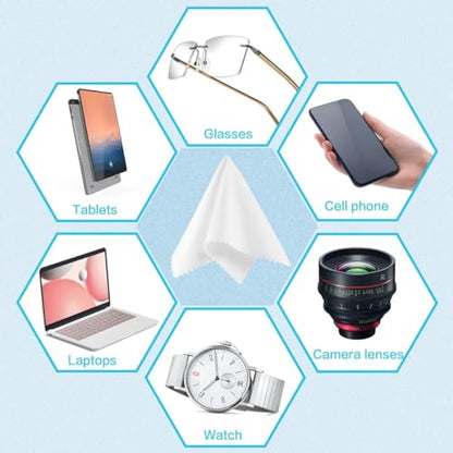 Eyeglass Cleaning Cloth Glasses Cleaner 12Pack Microfiber Lens Cleaner Eyewear Sunglass Wipes for Glass Jewelry Screen Camera Lint Free Thick 5x6 Inch (White, 5x6) - color: White, size: 5x6