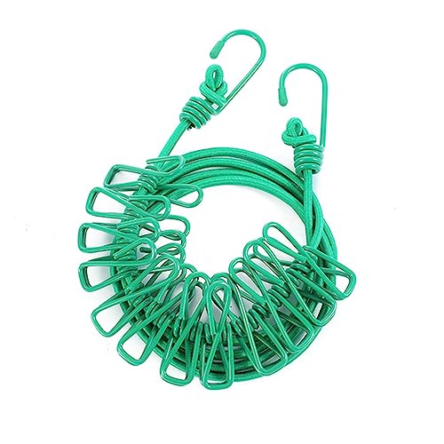 ALINNA Retractable Portable Clothesline, Travel Clothesline with 12 Clothespins for Indoor Laundry Drying, Outdoor Camping Accessories (Green) - style: Green