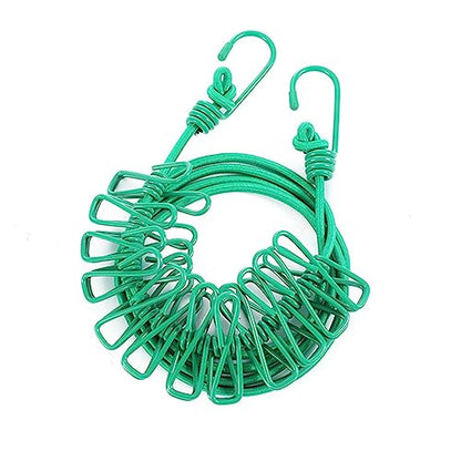 ALINNA Retractable Portable Clothesline, Travel Clothesline with 12 Clothespins for Indoor Laundry Drying, Outdoor Camping Accessories (Green) - style: Green