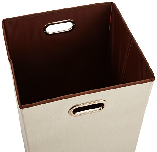 Amazon Basics Rectangular Foldable Laundry Basket Hamper, Beige/Brown