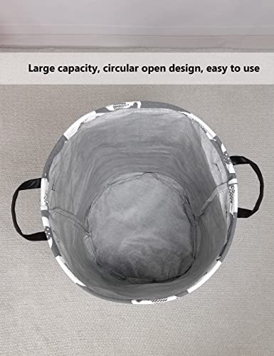 Foldable Waterproof Round Fabric Laundry Basket Home, Gray Elephant - color: Round-Elephant