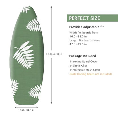 SheeChung Ironing Board Cover and Pad 18"x49",Wide Ironing Board Cover - color: Green+leaf, size: 49"L x 18"W