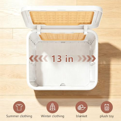 VECELO Laundry Hamper with Clothes Rack, Rolling Laundry Basket with Lid and Wheels, Tall Clothes Stand for Hanging Clothes, Multifunctional Laundry Organizer for Bedroom, Bathroom, White - color: White