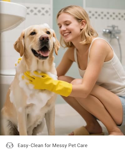3 Pairs Rubber Dishwashing Gloves, Reusable Household Cleaning Gloves for Women Men, Kitchen and Bathroom Cleaning, Gardening, Pet Care, Extra Thickness, 20 Mil, 13", Heavy Duty, Non-Slip, Large - color: 3 Pairs, size: Large