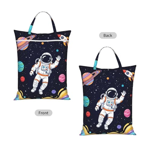 Astronaut Planet Travel Laundry Bag Washable Dirty Clothes Bag for Gym - color: Astronaut Planet