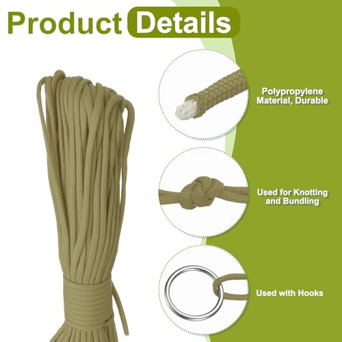 uxcell 4mm Nylon Rope, 10ft Portable Clothesline for Luggage and Backpack Tie Downs, Hanging Clothes, Swings, Camping and Mountaineering Tie Downs, Khaki - color: Khaki
