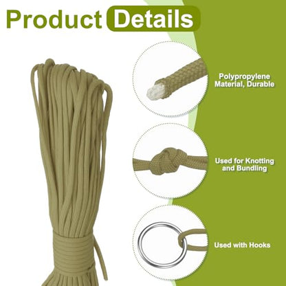 uxcell 4mm Nylon Rope, 10ft Portable Clothesline for Luggage and Backpack Tie Downs, Hanging Clothes, Swings, Camping and Mountaineering Tie Downs, Khaki - color: Khaki