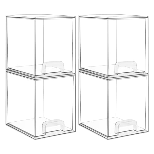 Vtopmart Clear Stackable Storage Drawers, 4 Pack Tall Plastic Organizers - style: 4pack High