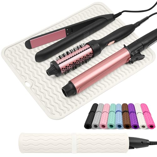 Oversize Silicone Heat Resistant Mat for Hair Tools - color: Ivory