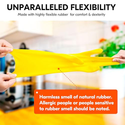 Vgo... Latex Reusable Household Gloves,Cleaning Gloves,Long Cuff (HH4601,S) - color: Yellow, size: Small