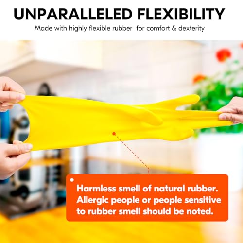 Vgo... Latex Reusable Household Gloves,Cleaning Gloves,Long Cuff (HH4601,S) - color: Yellow, size: Small