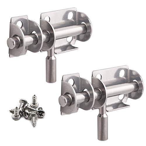 Mini Sliding Bolt Gate Latch, 2.6 Inch Heavy Duty Stainless Steel Barrel Bolt (2 Pack) OLT with Padlock Hole, Interior Door Latches (2 Pack) - size: 2 Pieces