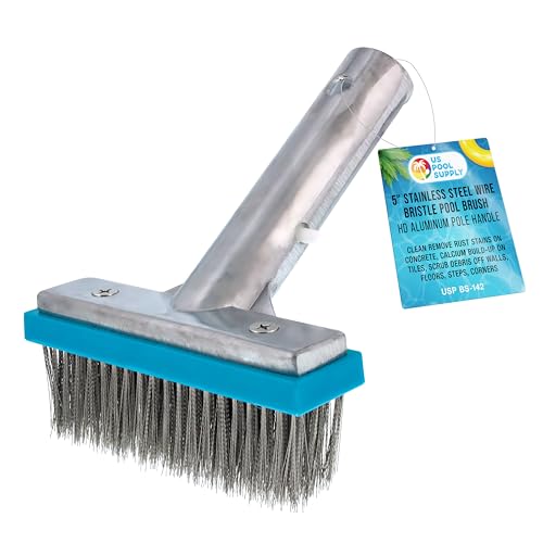 U.S. Pool Supply 5" Pool Brush Head for Inground Pools, Stainless Steel - size: 5"