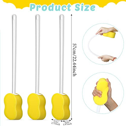 Long Handled Sponge 22.4'' Back Scrubber for Shower, Yellow - color: Yellow