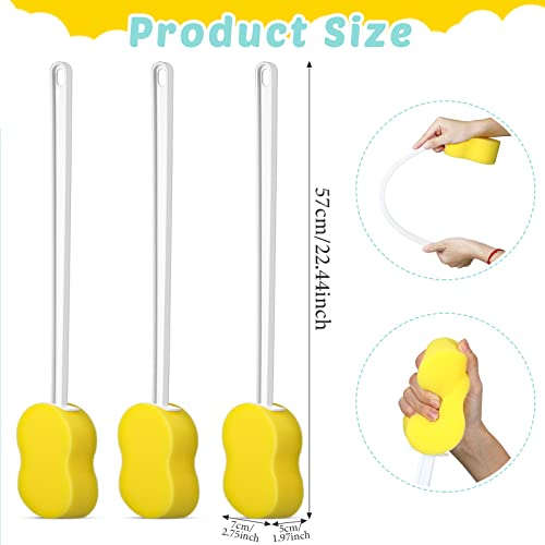 Long Handled Sponge 22.4'' Back Scrubber for Shower, Yellow - color: Yellow