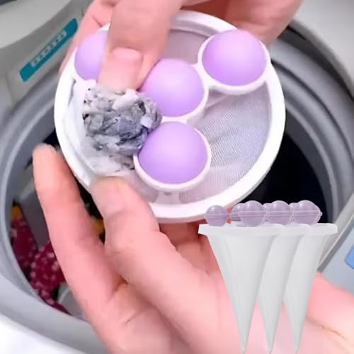 3PCS Reusable Washing Machine Filter Bag Floating Lint Hair Catcher Mesh Laundry Ball Cleaning Tools,Purple - color: Purple