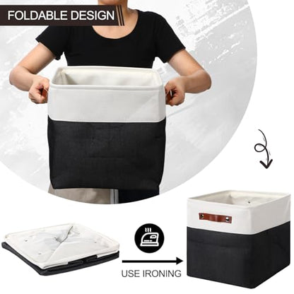 Uiifan 12 x 12 x 12 Inch 8 Pack Fabric Storage Baskets with Handles, Black - color: Black, size: 12 x 12 x 12 Inch