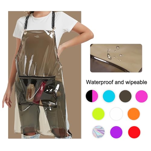Hair Stylist Apron for Women - Waterproof Barber Nail Tech Apron Hairdresser Hairstylist Salon Aprons with Pocket - color: Black