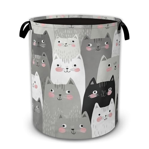 Gray Cats Collapsible Laundry Hamper with Handles,Oxford Cloth Laundry Basket,Storage Organizer for Bathroom Bedroom Laundry Room - color: Gray Cats