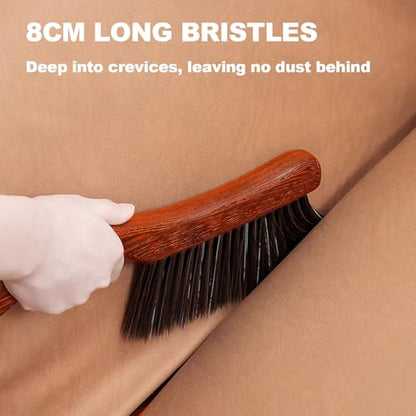Hand Broom Soft Bristles Duster with Solid Wood Handle Quick Dusting Brush for Sofa Bed Furniture Musical Instruments (Rosewood) - color: Rosewood