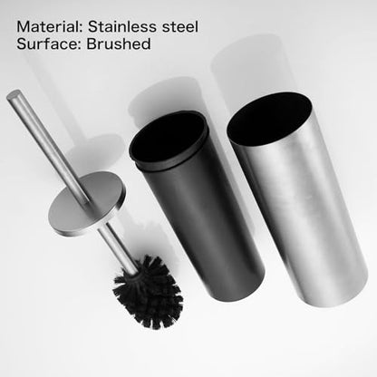 Brushed Toilet Brush Stainless Steel Upright Toilet Cleaning Brush - color: Matt
