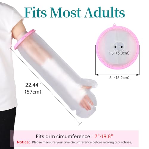 Cast Covers for Shower Arm, PICC Line, Hand for Adult, Waterproof - color: Half Arm, style: Reinforced Pink