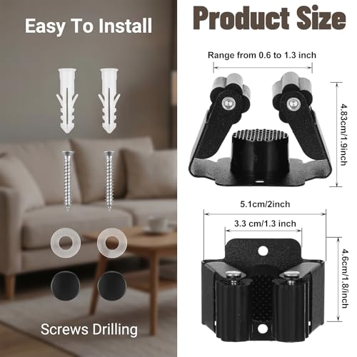 24 Pcs Broom Holder Wall Mount,Heavy Duty Stainless Steel Mop Brooms Rack