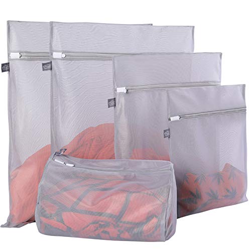 Lingerie Bag for Washing Delicates, Grey Laundry Bags for Delicates, 5Pcs - color: Grey, size: 2XL+1L+1M+1S