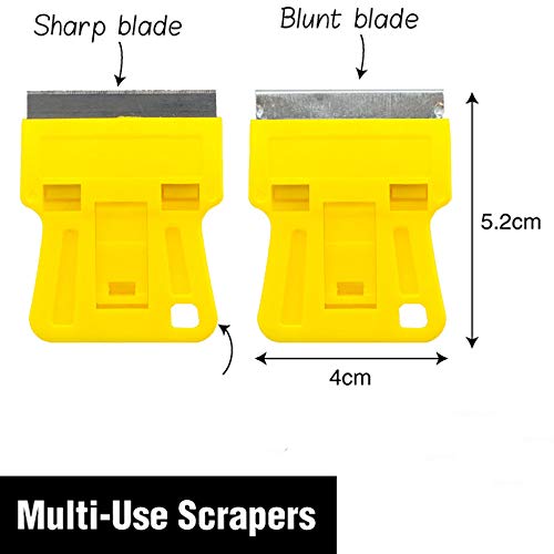 1.5 inch High Visibility Mini Razor Blade Scraper Glass Scraper Paint Window Scraper With 5 Metal Scraper Razor Blades 5 Dual Plastic Double Edge Razor Blades Removing Decal Stickers Old Glue - color: Set C